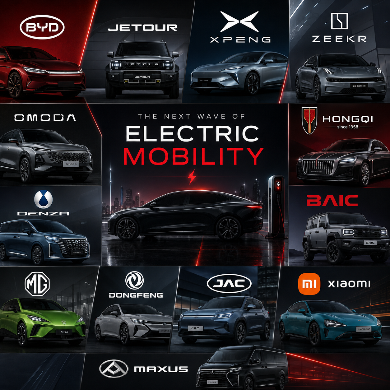 BYD, Jetour, Xpeng, Zeekr, Omoda, Denza, Hongqi, Baic, MG, Dongfeng, Jac, Siomi oder Maxus: